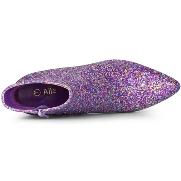 Purple Sparkly sequin bedazzled chunky heel booties, Taylor Swift Speak Now Eras - Picture 4 of 7